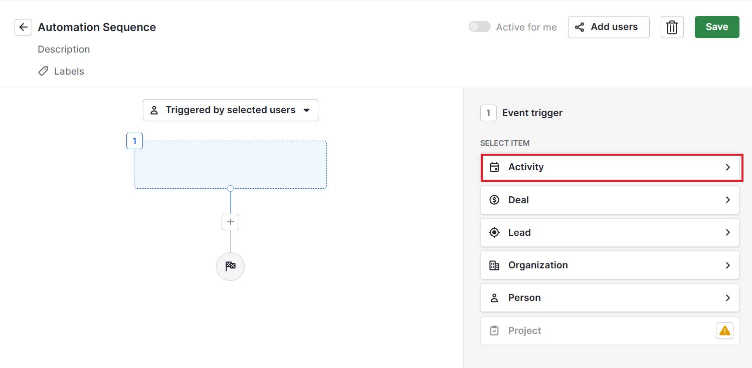 Content hub Pipedrive Automations