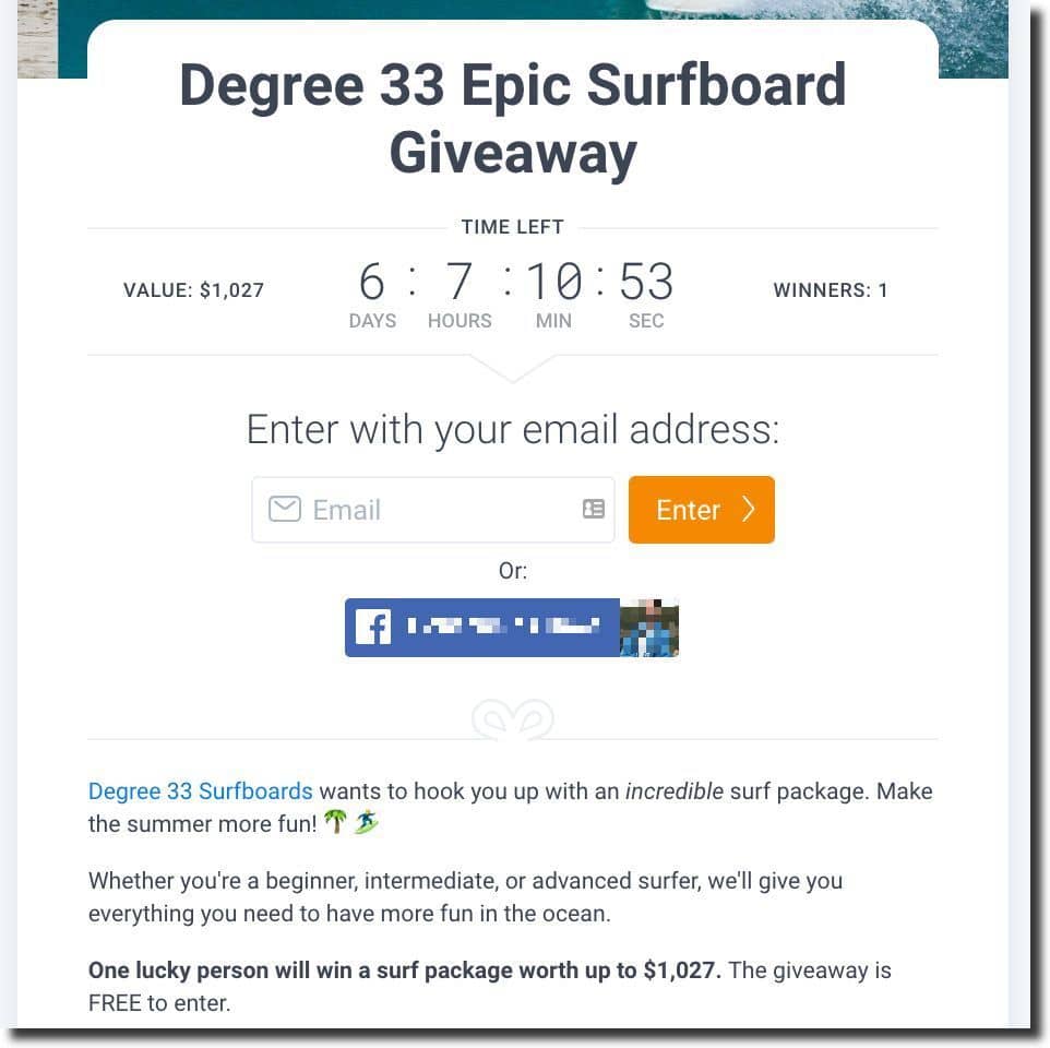 Degree 33 Ecommerce Email Marketing Surfboard Giveaway