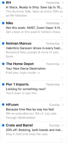 eCommerce email marketing messages