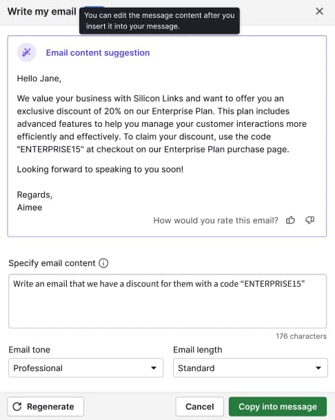 Reputation management Pipedrive AI email writer
