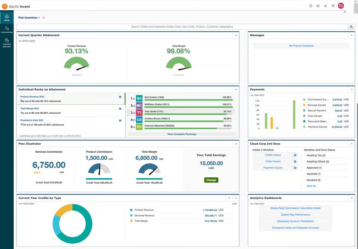 Sales performance management software Xactly Incent