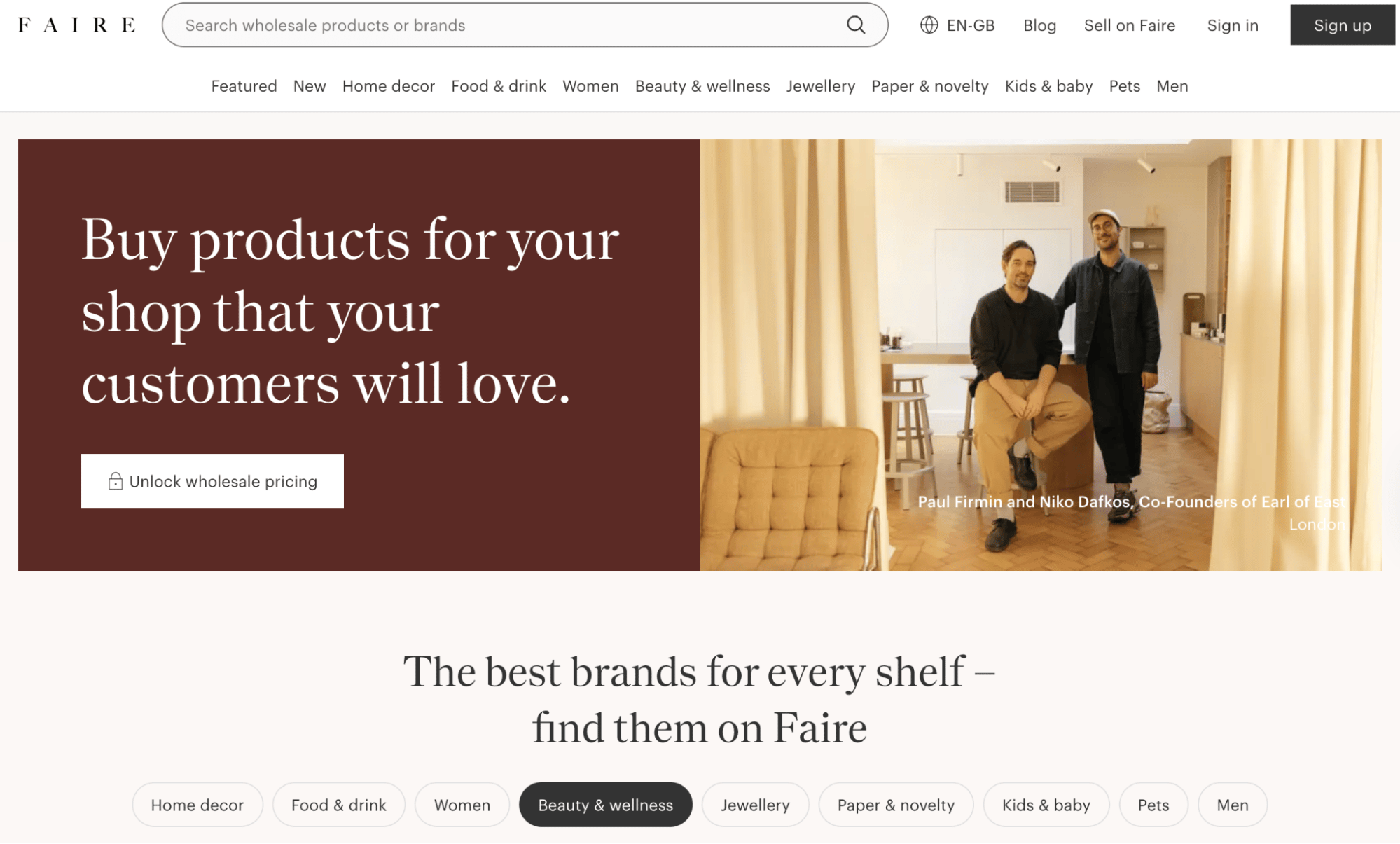 B2B e-commerce Faire