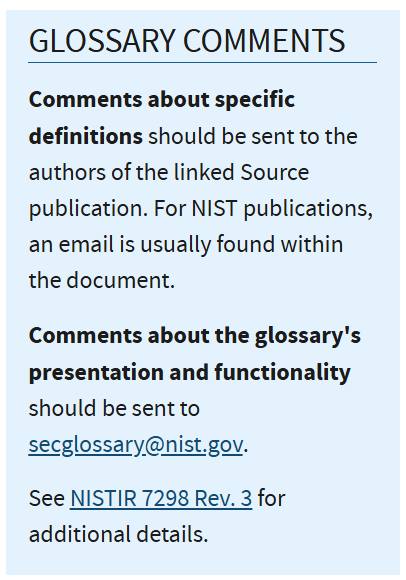 business glossary definitions comments