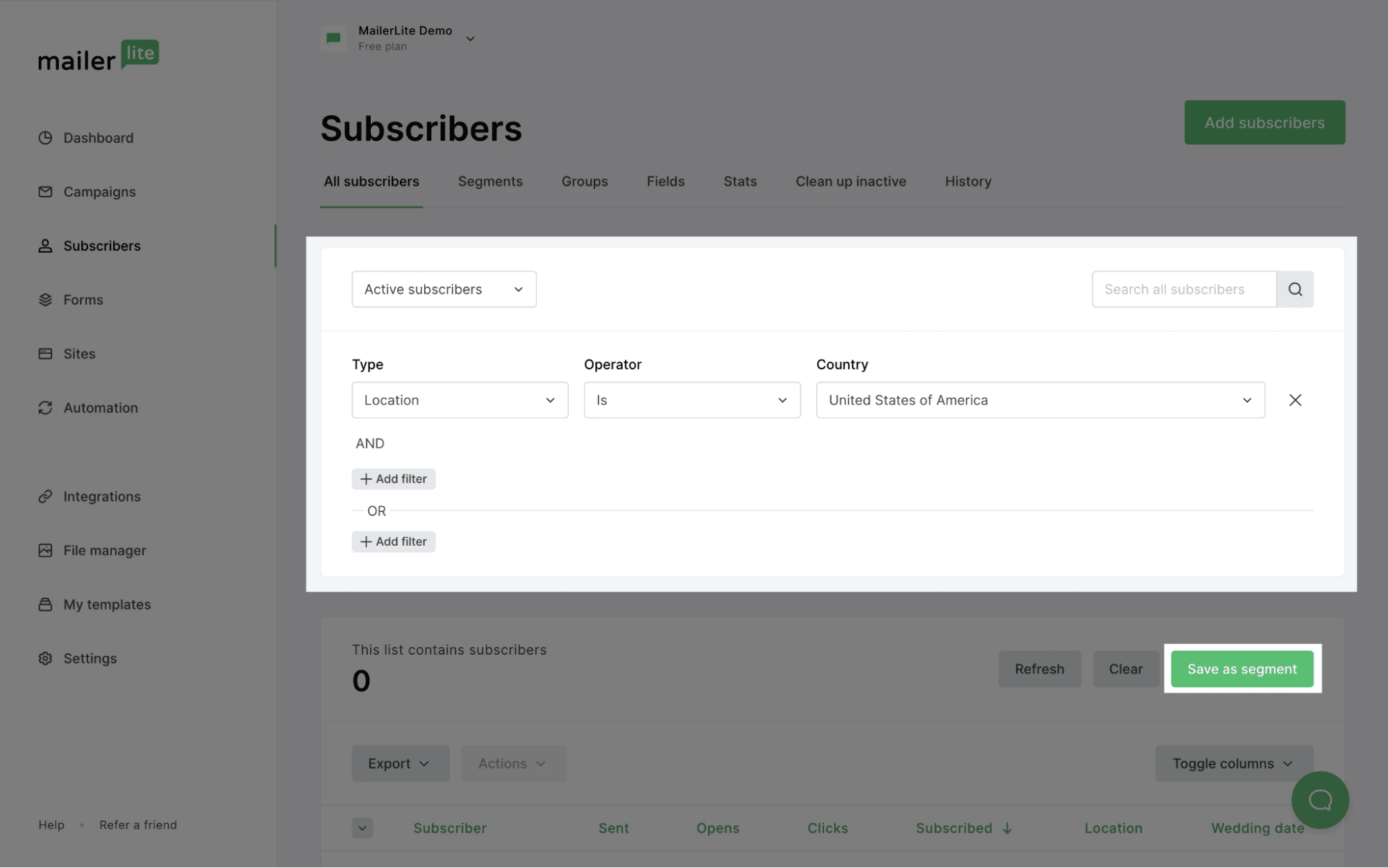 Campaign management MailerLite customer segmentation