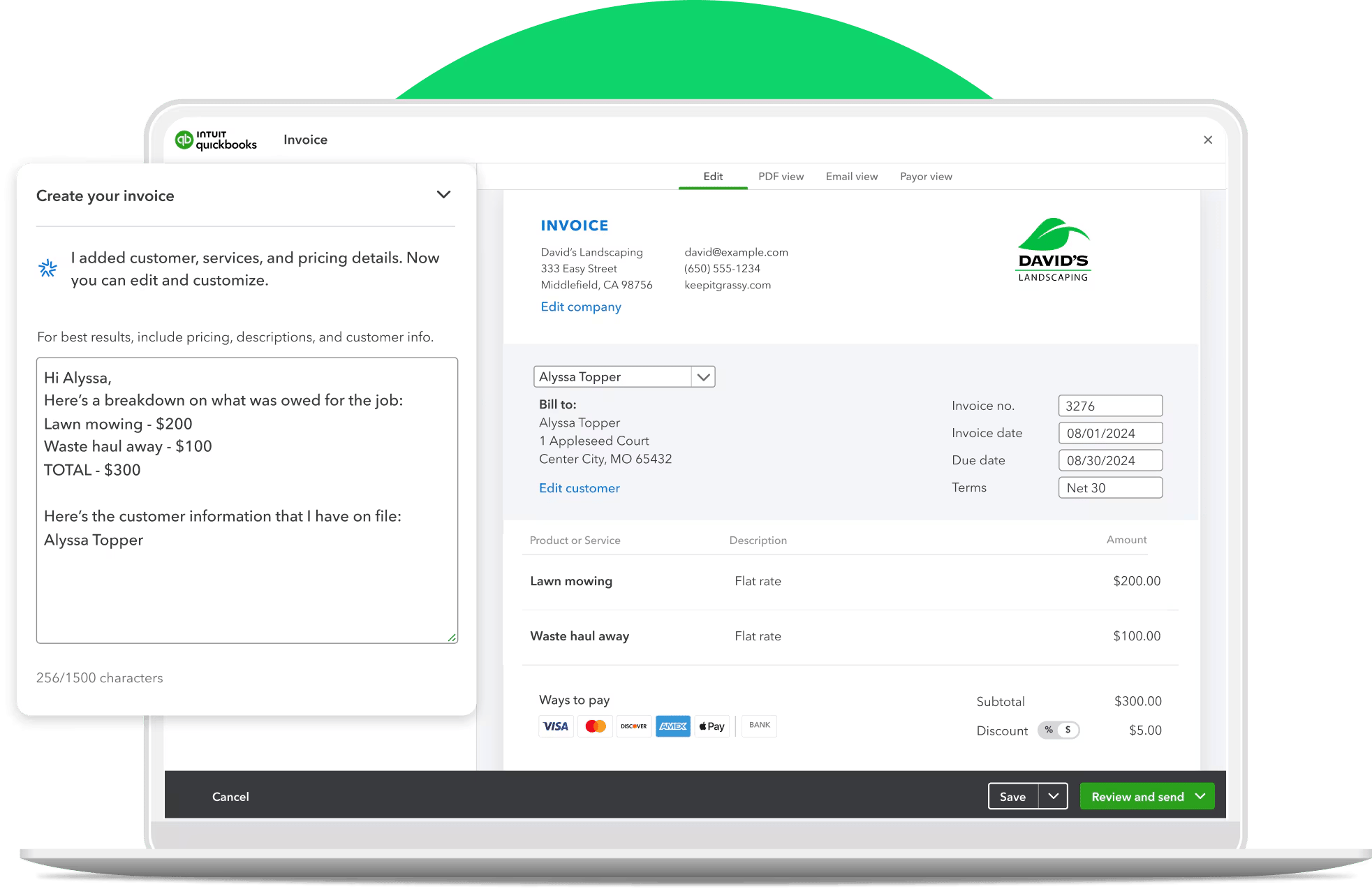 Client database software for small business QuickBooks invoice