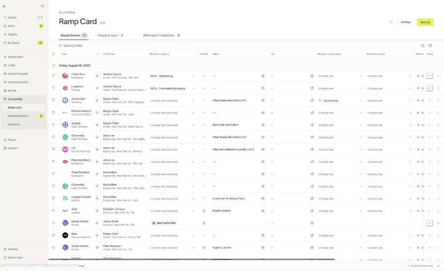 expense management software Ramp dashboard