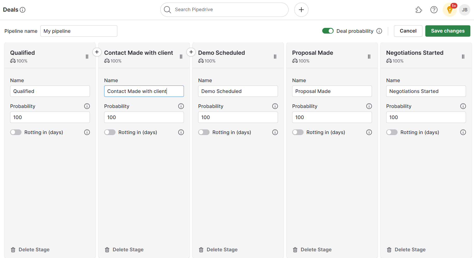 Issue tracking software Pipedrive custom pipeline stages