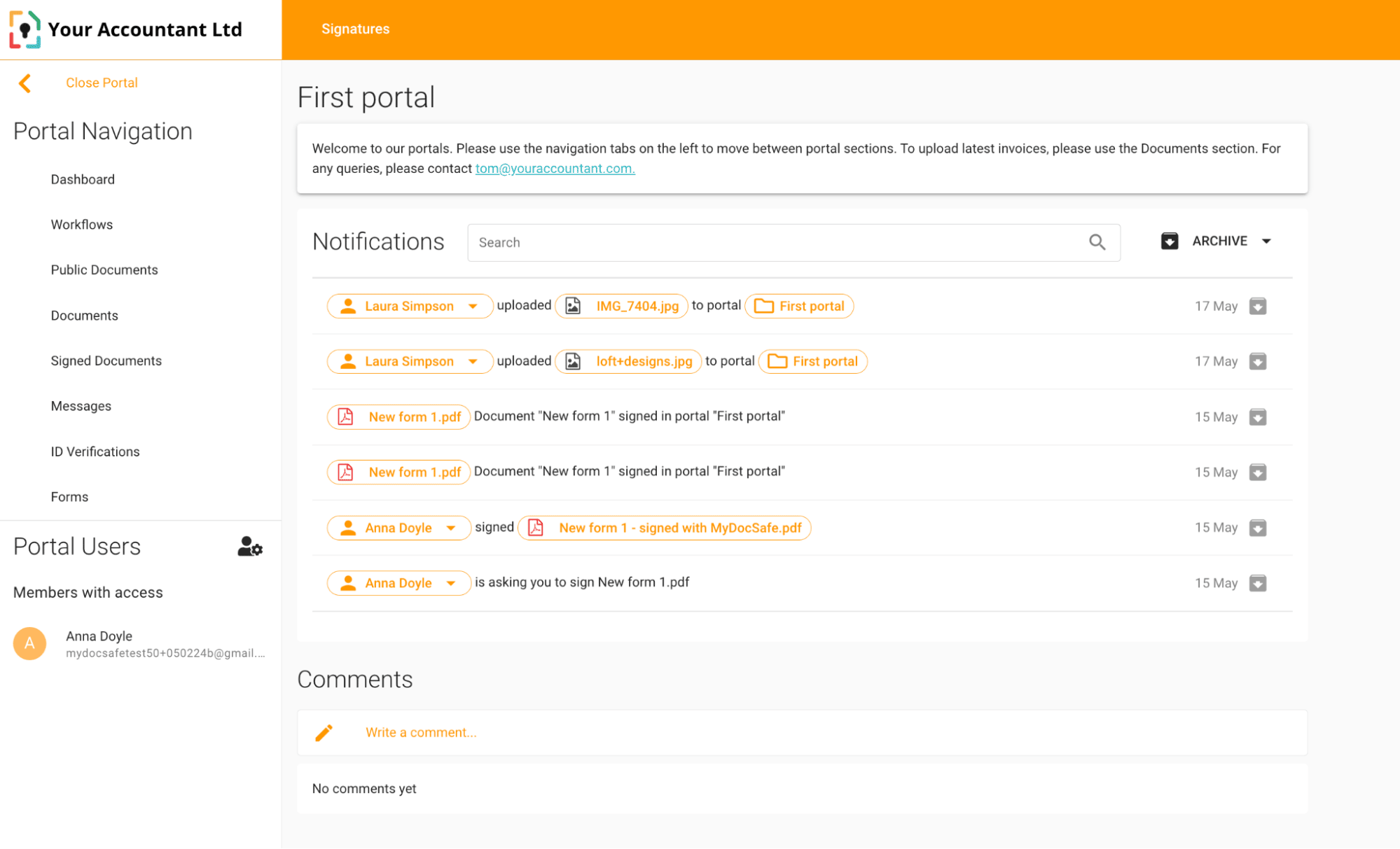 knowledge management software mydocssafe interface